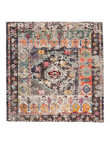 RugVista, Cassiopeia, Alfombra, Pelo Medio, 200 x 200 cm, Cuadrada, Moderno, Oeko-Tex Standard 100, Polypropylene, Pasillo Dormitorio Cocina, Sala De Estar, Vintage, Negro