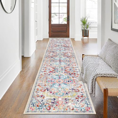 SHACOS Alfombra Estrecha de Pasillo Larga 60x305cm Alfombra Corredor Antideslizante Alfombra Cocina Vintage Absorbente Lavable Alfombra Recibidor Entrada Interior Larga para Hall Cocina Lavanderia