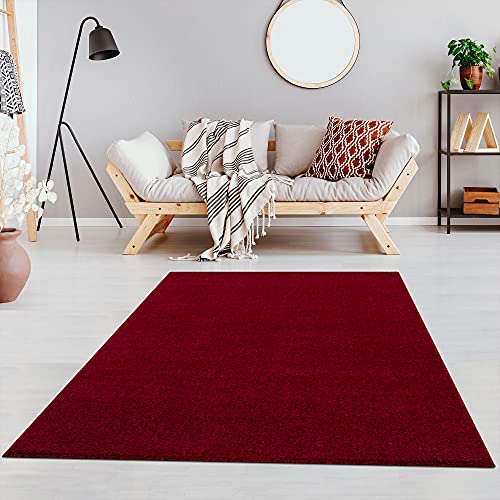 Jimri Fashion4Home Alfombra de Pelo Corto Liso para salón, habitación de los niños, Dormitorio, Estudio, Oficina, Pasillo y Cocina, Color: Rojo, tamaño: 80 x 150 cm