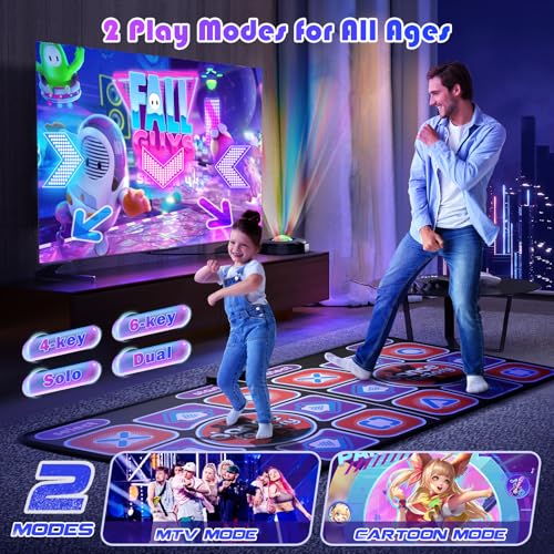 Helangel Alfombra de Baile para Niños y Adultos, Alfombra de Baile Interactiva para TV con Cámara, Modelos Mejorados, Durable Antideslizante Doble Alfombra de Baile Musical (166 x 93 cm)
