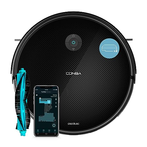 Cecotec Robot Aspirador Conga 2499 Ultra X-Treme. 2200 Pa, Tecnología giroscópica, Cepillo multifunción, Depósito Mixto, 2 Cepillos Laterales, Capacidad 2 litros, WiFi 2,4 GHz, Bluetooth, Fregado