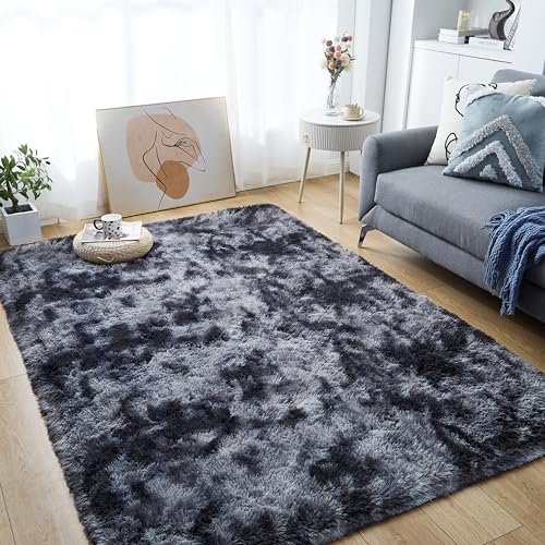 Lommegy Alfombras Salón Pelo Largo Alfombras Modernas Super Suaves de la Pelusa Alfombras de Habitacion Lavables y Antideslizante Alfombra Grande para Interiores Estar Habitación (160 * 230cm)