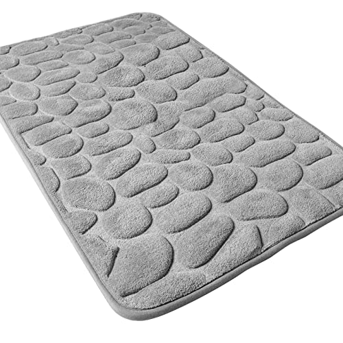 SHANNA Alfombra Baño Antideslizante, Espuma de Memoria Alfombra de Baño Lavable a Máquina, Absorbente Alfombrilla de Baño Masaje de Pies, 50 x 80cm, Gris