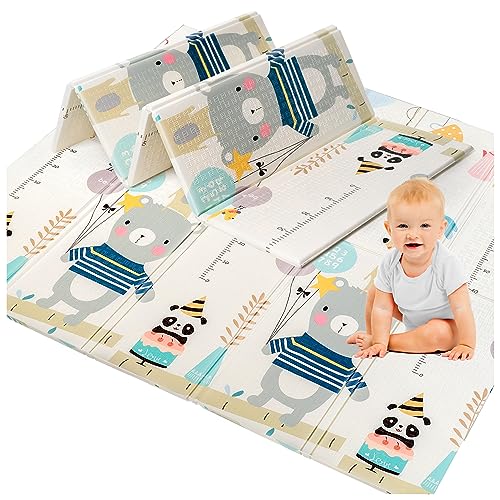 Sweety Fox Alfombra Bebe Acolchada Plegable 180x200x1,5cm - Tapete Bebe XXL Reversible - Lado Niños y Adultos - Alfombra de Juegos Bebe Impermeable Espuma Gruesa - con Metros