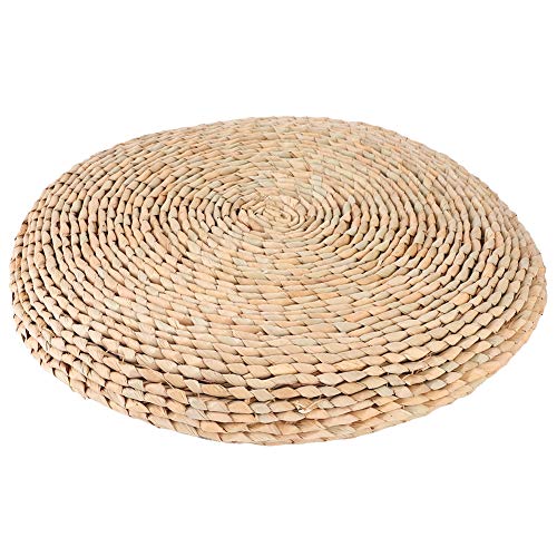 HUAOSN Cojín de Asiento de Tatami, Alfombra de Totora Tejida a Mano, Cojín de Asiento Tejido de Tatami Tradicional Japonés Compatible con Triciclo Eléctrico y Sanbengzi