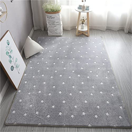 Stillshine. Luminoso Alfombra Infantil Estrella Luna Suave Vellón Corto Alfombra Antideslizante Sala Cuarto Decorar Cabecera Alfombra de Area Patio de Recreo Bebé Estera de Gateo (Color 3,80x120cm)