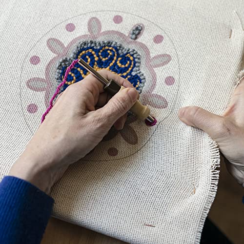 DELICATELA Punch Needle kit para bordado mágico | Tela monks cloth de 38cm x 38cm y aguja agustable de punch needle o bordado ruso | Dos tamaños a escoger