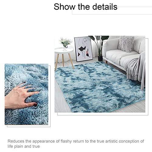 Jodsen Alfombras de área 120x160cm Alfombra Antideslizante Salon Alfombras de Habitacion Suave Alfombra Shaggy Pelo de Felpa Modernas de Interior Alfombra de Piso para Sala de Estar Dormitorio Azul
