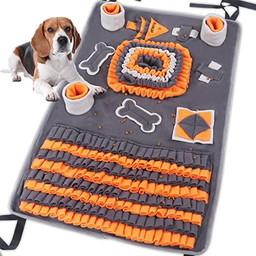 IEUUMLER Alfombra Olfativa para Perros, Antideslizante Fácil de Limpiar Manta Comida Perro Grande, Snuffle Mat fomenta Las Habilidades Naturale FC009 (Gris Anaranjado)