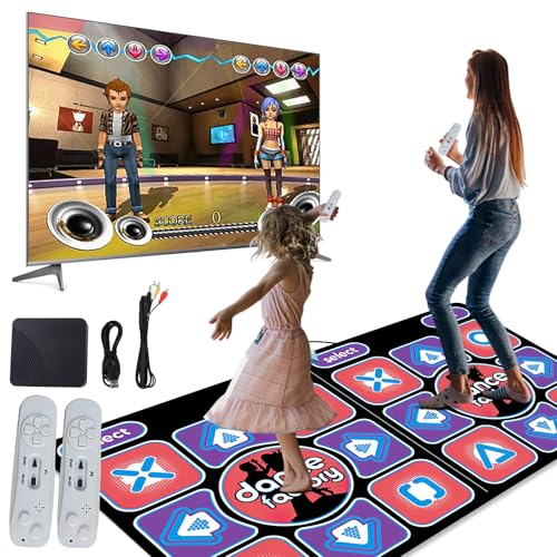 EagerMinds Alfombra de Baile para niños y Adultos, Alfombra de Baile Doble, Alfombra de Baile para TV, Tapete de Baile Interactivo con múltiples Modos, 100 Canciones, 3 Niveles de dificultad (B)