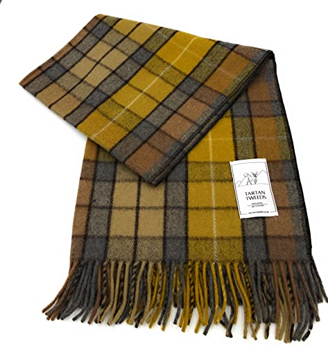 Tartan Tweeds of Scotland Moderna manta escocesa tartán / alfombras – 100% lana suave irlandesa – Manta a cuadros al aire libre – 190 cm x 78 cm (Buchanan Natural)