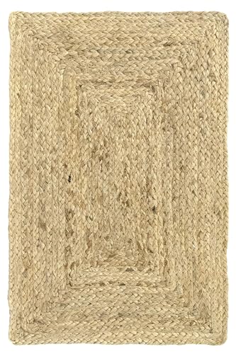 Hamid Alfombra Yute Alhambra Color Natural - Alfombra 100% Fibra de Yute, Trenzado a Mano, Alfombras de Salón, Comedor, Dormitorio, Pasillos, Color Natural (40x60cm)