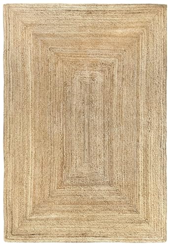 HAMID Alfombra Yute Alhambra Color Natural - Alfombra 100% Fibra de Yute, Trenzado a Mano, Alfombras de Salón, Comedor, Dormitorio, Pasillos, Color Natural (120x170cm)