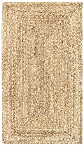 HAMID Alfombra Yute Alhambra Color Natural - Alfombra 100% Fibra de Yute, Trenzado a Mano, Alfombras de Salón, Comedor, Dormitorio, Pasillos, Color Natural (60x110cm)…