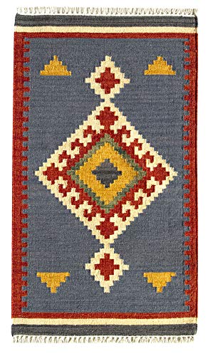 HAMID - Alfombra Kilim Lori con Diseño Moderno - 100% Lana - Alfombra Tejida a Mano - Alfombra de Pasillo, Salón, Dormitorio, Sala de Estar, Entrada (D.1, 110x60 cm)…