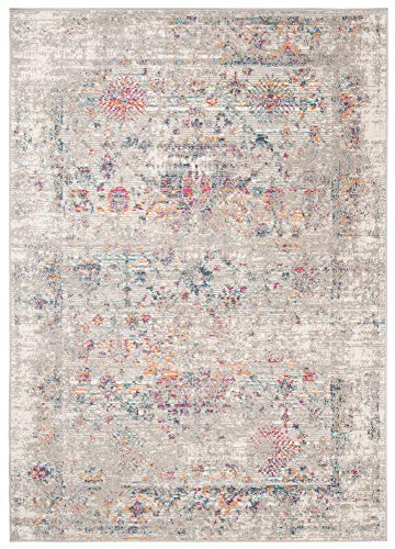 Mazovia Alfombra Oriental - Diseño Oriental Abstracto de Salón Grande de Pelo Corto - Alfombras de Habitación de Matrimonio, Dormitorio y Comedor - Gris 120x170cm