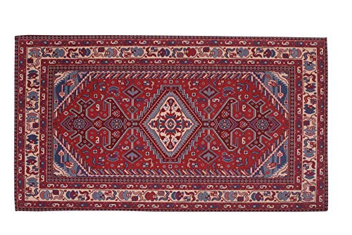 HomeLife Alfombra estilo Persa Oriental Alfombra fabricada en tejido de algodón para salón dormitorio living con fondo antideslizante Estampado digital de inspiración oriental Color rojo beige
