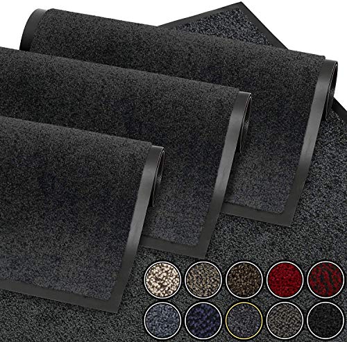 GadHome Felpudo de Entrada, Gris Antracita 90x150 cm|Alfombra Exterior para Puerta, Impermeable, Lavable para Atrapar Suciedad para Recibidor|Alfombrilla Antideslizante, Pasillo, Cocina, Dormitorio