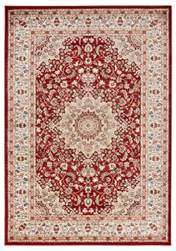 Carpeto Rugs Alfombra Oriental de Diseño Floral de Salón Grande de Pelo Corto - Alfombras de Habitación de Matrimonio, Dormitorio y Comedor - Vino Tinto 2-80 x 150 cm