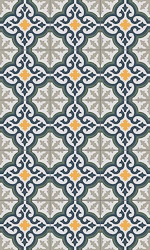 STORESDECO Alfombra de Vinilo Acolchada Mosaico, Alfombra Vinílica para Cocina, Habitación, Pasillo, Salón, Dormitorio, Alfombra Antideslizante y Lavable, Color Flor, 120cm x 180cm x 3,5mm
