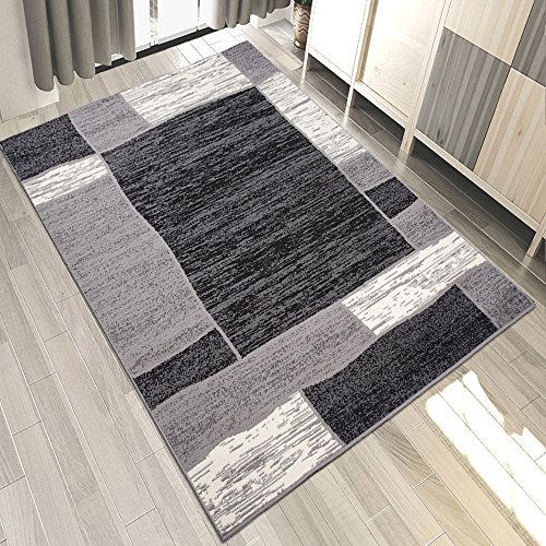 Mazovia Alfombra Moderna - Diseño Geométrico de Salón Grande de Pelo Corto - Alfombras de Habitación de Matrimonio, Dormitorio y Comedor - Gris 80x150 cm
