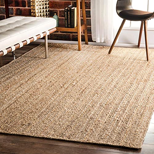 Vipanth Exports Alfombra cuadrada de yute natural hecha a mano trenzada a mano, alfombra rústica india para decoración del hogar (90 x 90 cm (3 pies cuadrados), beige) (VP67)