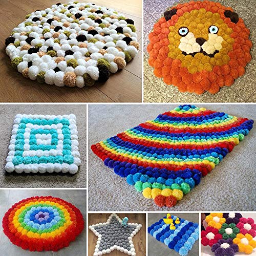 Rybtd 10 piezas Hilo de lana precortado de color，Acrílico colorido Hilo de alfombra anudado con Gancho de crochet para alfombras tejidas, artesanías, textiles
