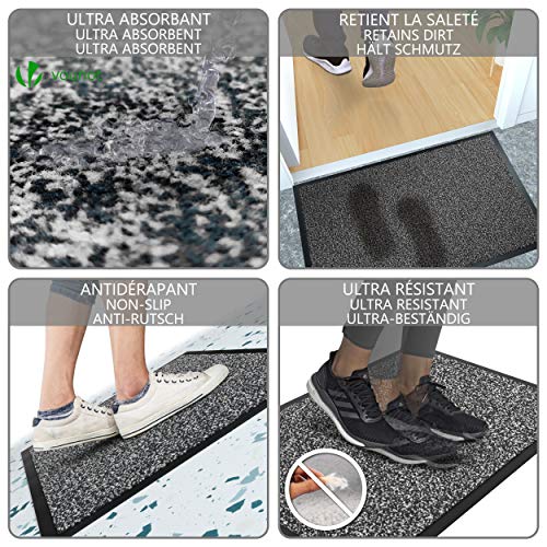 VOUNOT Juego de 2 Felpudos Entrada casa, Alfombra Exterior para Puerta, Impermeable Antideslizante Lavable, Alfombra para Interior y Exterior, 40x60cm, Antracita