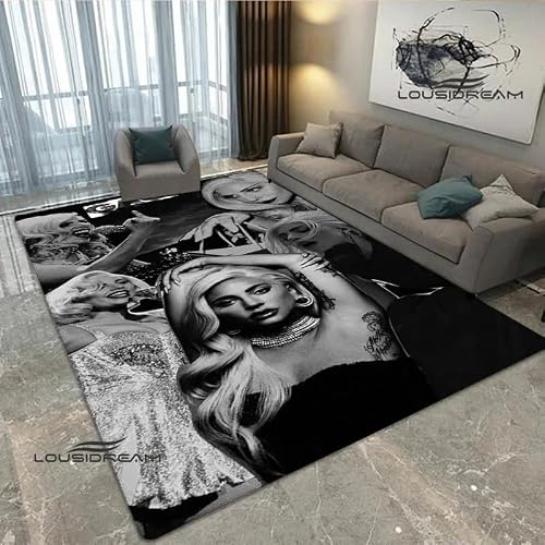 EGGPOD Star Lady-Gaga Alfombra Estampada Sala De Estar Dormitorio Alfombra Balcón Baño Alfombra Antideslizante Felpudo Fotografía Accesorios Regalo De Cumpleaños R779 160X200Cm