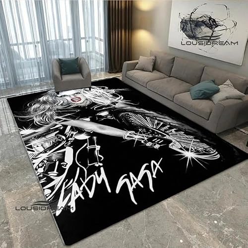EGGPOD Star Lady-Gaga Alfombra Estampada Sala De Estar Dormitorio Alfombra Balcón Baño Alfombra De Puerta Antideslizante Accesorios De Fotografía Regalo De Cumpleaños R754 140X200Cm