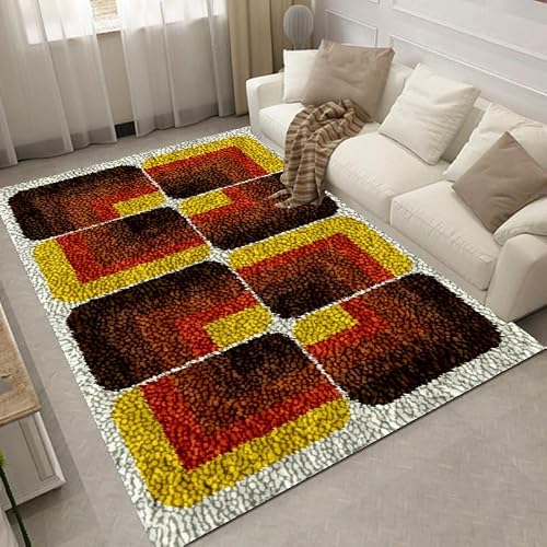 SZKBEUO Kit de Alfombra con Gancho de pestillo Kit de fabricación de alfombras Kit de Punto de Cruz cojín para Principiantes Kit de fabricación de alfombras para Adultos 61x87 cm