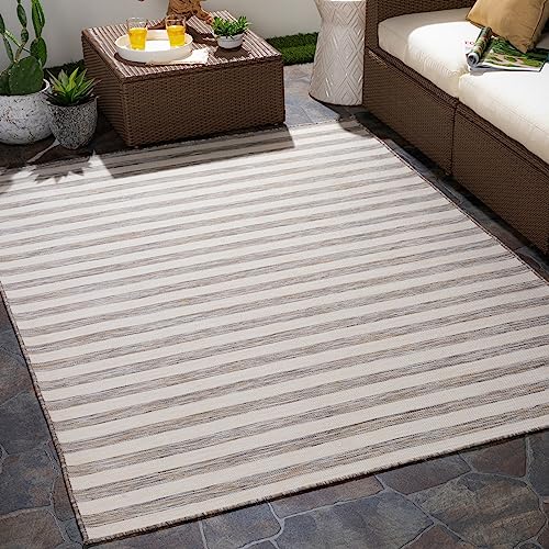 Livabliss Alfombra Exterior Terraza Geométrica Valencia - Alfombras de Exterior/Interior - Alfombra Boho Resistente a los Rayos UV y a Las Manchas - Alfombras Grande 80x150cm, Beige y Crema