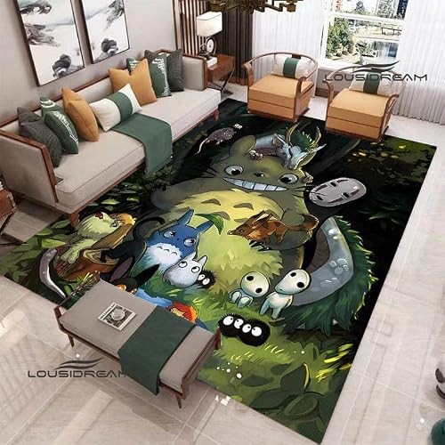 HASMI Totoro Dibujos Animados ImpresióN Alfombra NiñOs Jugar Alfombra Sala De Estar Dormitorio Hermosa Alfombra Antideslizante Felpudo FotografíA Accesorios 60x90cm