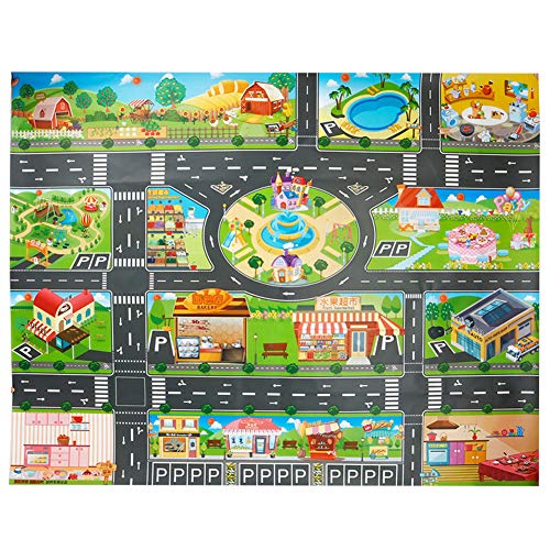 Vantiyaus Alfombra de plástico para juguetes, alfombrilla de salpicaduras, lavable para suelo o mesa, de PVC para niños, ideal para jugar con coches y juguetes.