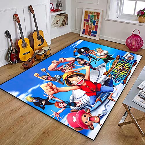 3D Alfombra Anime,One Piece Alfombras Grandes para Salon, Alfombra Antideslizante para El Hogar, Alfombra De Anime One Piece para El Dormitorio Comedor Habitación Infantil Cabecera ​Alfombras