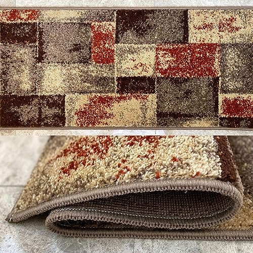 ALFOMBRAS IBERIA - Alfombra Pasillo | Pelo Corto Polipropileno y Lavable | Antideslizante | Varias Medidas, Ideales para Todo Tipo de Pasillos Largos, Pie de Cama, Corredor (67x200 cm, Marrón/Beige)