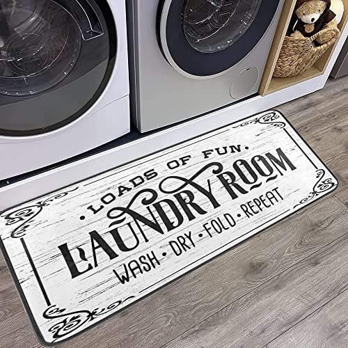 Alfombra de lavandería para cuarto de lavado, decoración de granja, alfombra de suelo, alfombra de lavandería, 182 x 61 cm, fondo shabby Chic