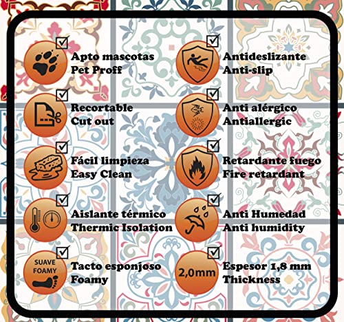 NivellPublicitari Alfombra Vinílica Hidráulica (Toledo) - Distintos tamaños - Alfombra Cocina, salón Comedor - Antideslizante - Alfombra Dormitorio - Goma esponjosa y Suelo PVC (180 X 60 CM, Toledo)