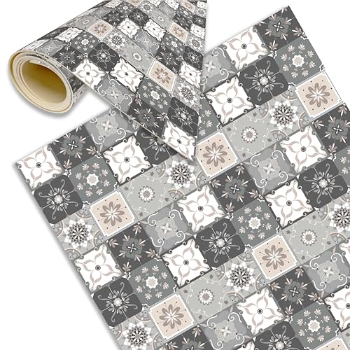 DECORA TU MUNDO - Alfombra Vinílica Hidraulica Lavable y Antideslizante - Tapete para Cocina, Salón, Comedor, Dormitorio, Pasillo o Terraza (Gris, 180x60 cm)