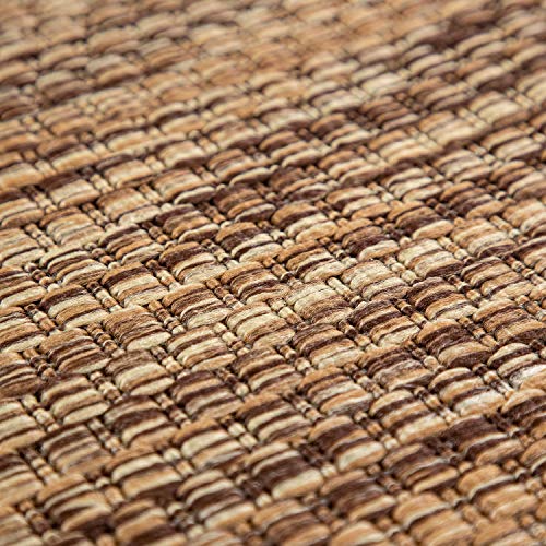 Paco Home Alfombra Exterior Interior Balcón Terraza Alfombra Cocina Monocolor Jaspeado, tamaño:60x100 cm, Color:Café