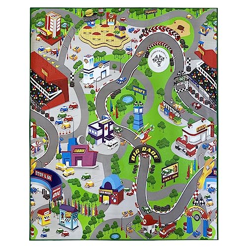 Acomoda Textil – Alfombra Infantil Impermeable y Acolchada para Jugar y Aprender 120x200 cm. Alfombra Antideslizante y Duradera de Fácil Limpieza para Dormitorio y Salón. (Carretera)