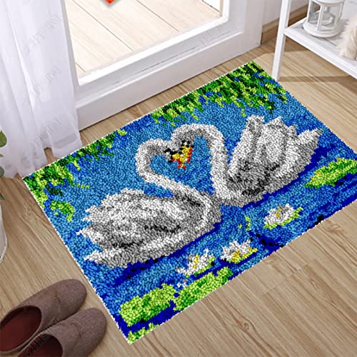 AMBATTERY Kit De Alfombras con Gancho Paisaje SWA Animal Latch Hook Rug Set Rugs Knotting Cross Stitch Set para Niños Y Adultos Kit De Herramientas De Fabricación De Alfombras 20X15In