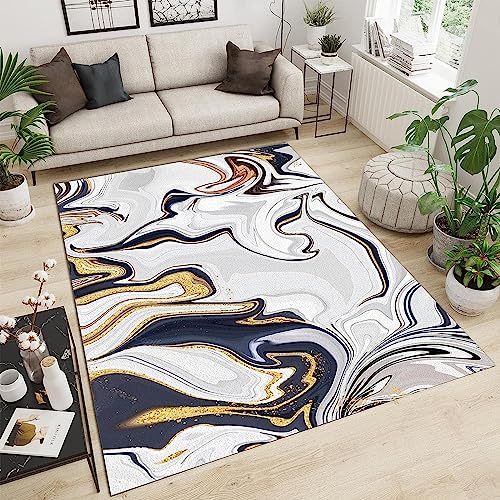 Alfombra De Interior Grande 3D Mármol Ondulado Abstracto Poliéster Impreso Alfombra Antideslizante Fácil De Limpiar Baño Habitación Infantil Dormitorio Cocina Oficina Pasillo Sala De Estar Sala -4N1J
